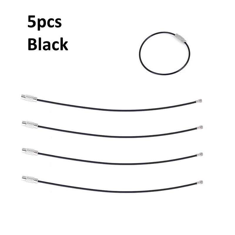 5x Stainless Steel Vinyl Coated Braided Wire Cable Keychain Key Ring Loop 6