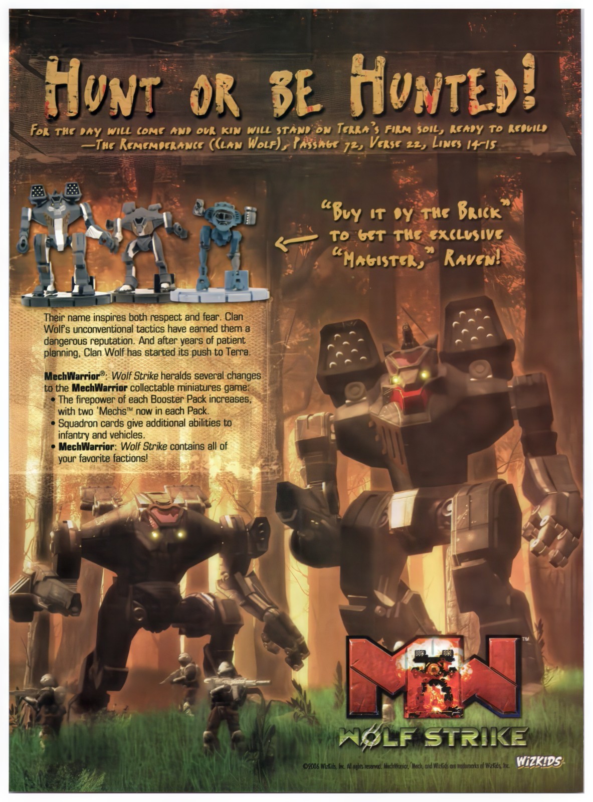 MechWarrior Miniatures Game - Wolf Strike - Vintage Original Ad - Promo Art 2006