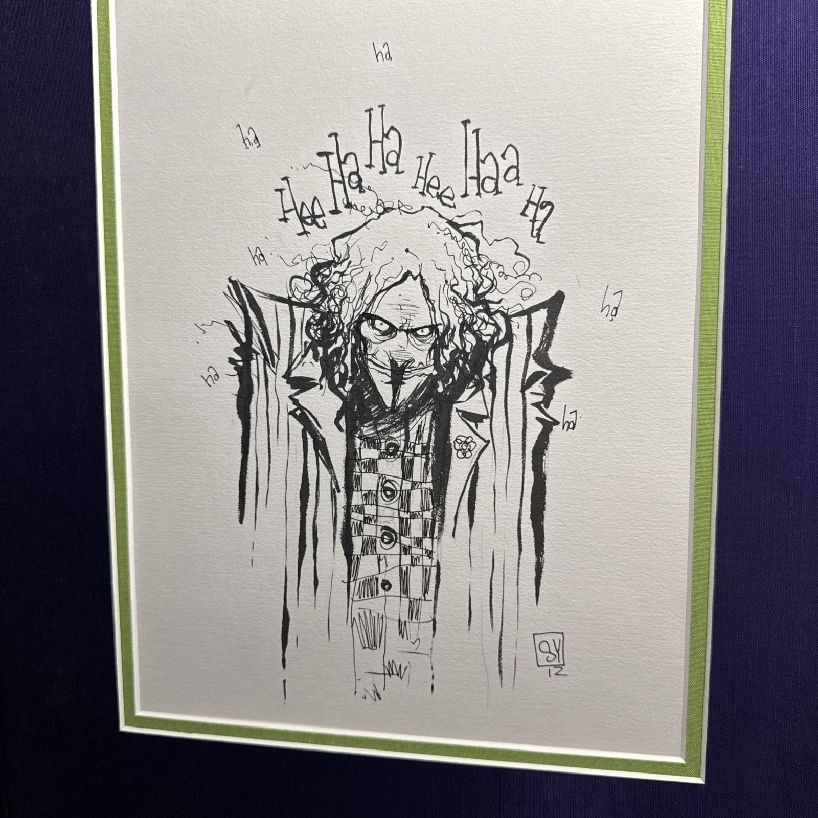 Skottie Young “Joker” Sketch 2012 Original art Professionally Framed 16”x19”