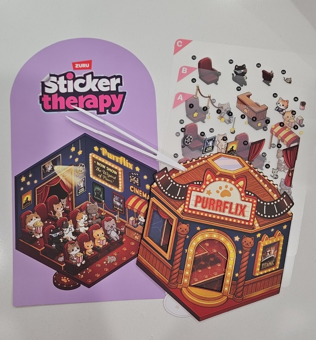 🎬 RARE 🎬 Purrflix Cinema 🎬 NEW Zuru Sticker Therapy Kawaii Kitties
