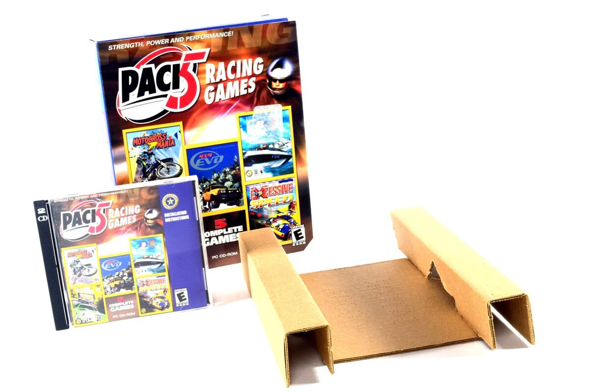 PACK 5 Racing Games Pc Cd Rom Motocross Muscle Car Jetboat 4x4 Excessive Speed