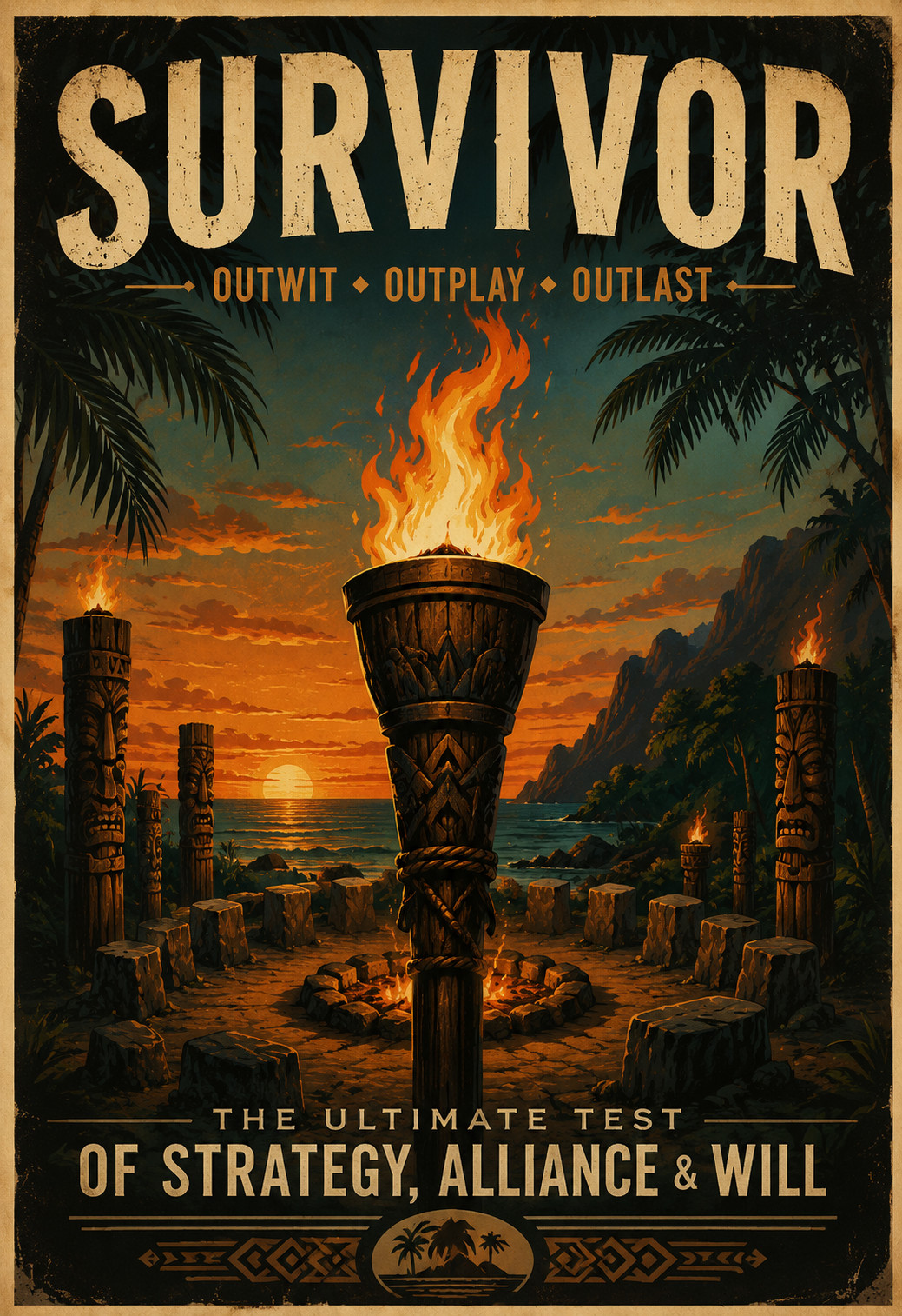 Survivor Inspired Tribal Council Print Poster 13x19 – Outwit Outplay Outlast