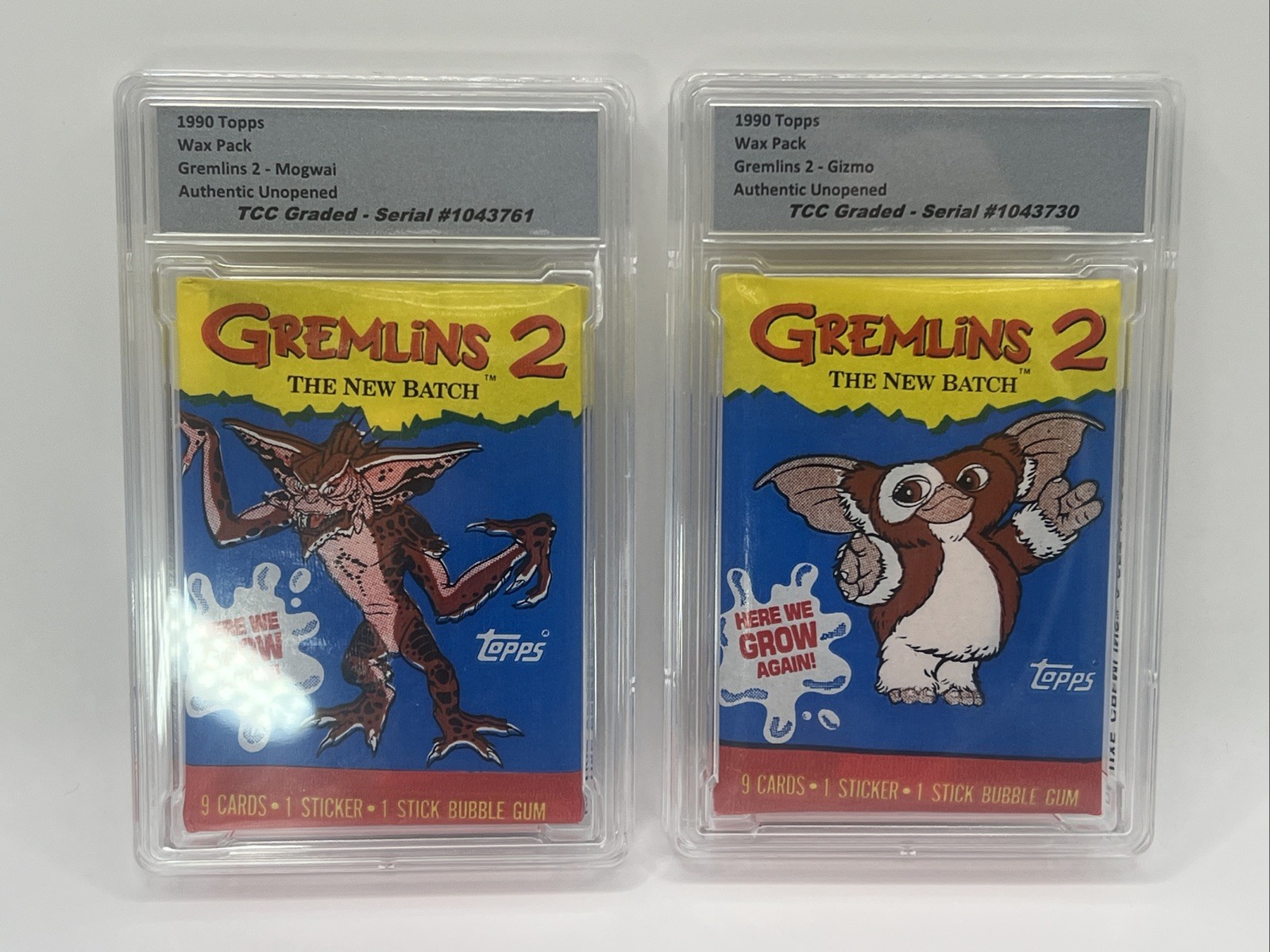1990 Topps Gremlins 2 Wax Pack Set Of 2 Authentic Unopened Encapsulated