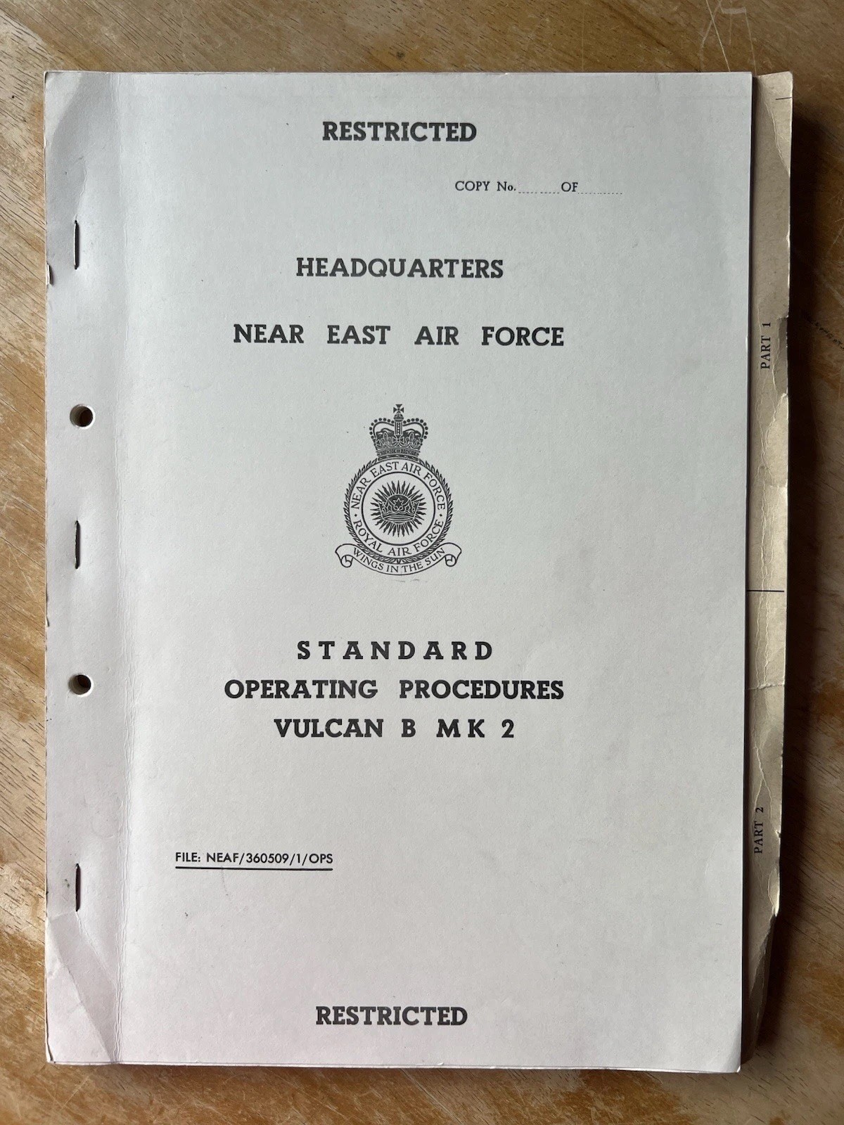 AVRO VULCAN 1971 RAF Near East Manual Pilots Notes Standard Operating Procedures