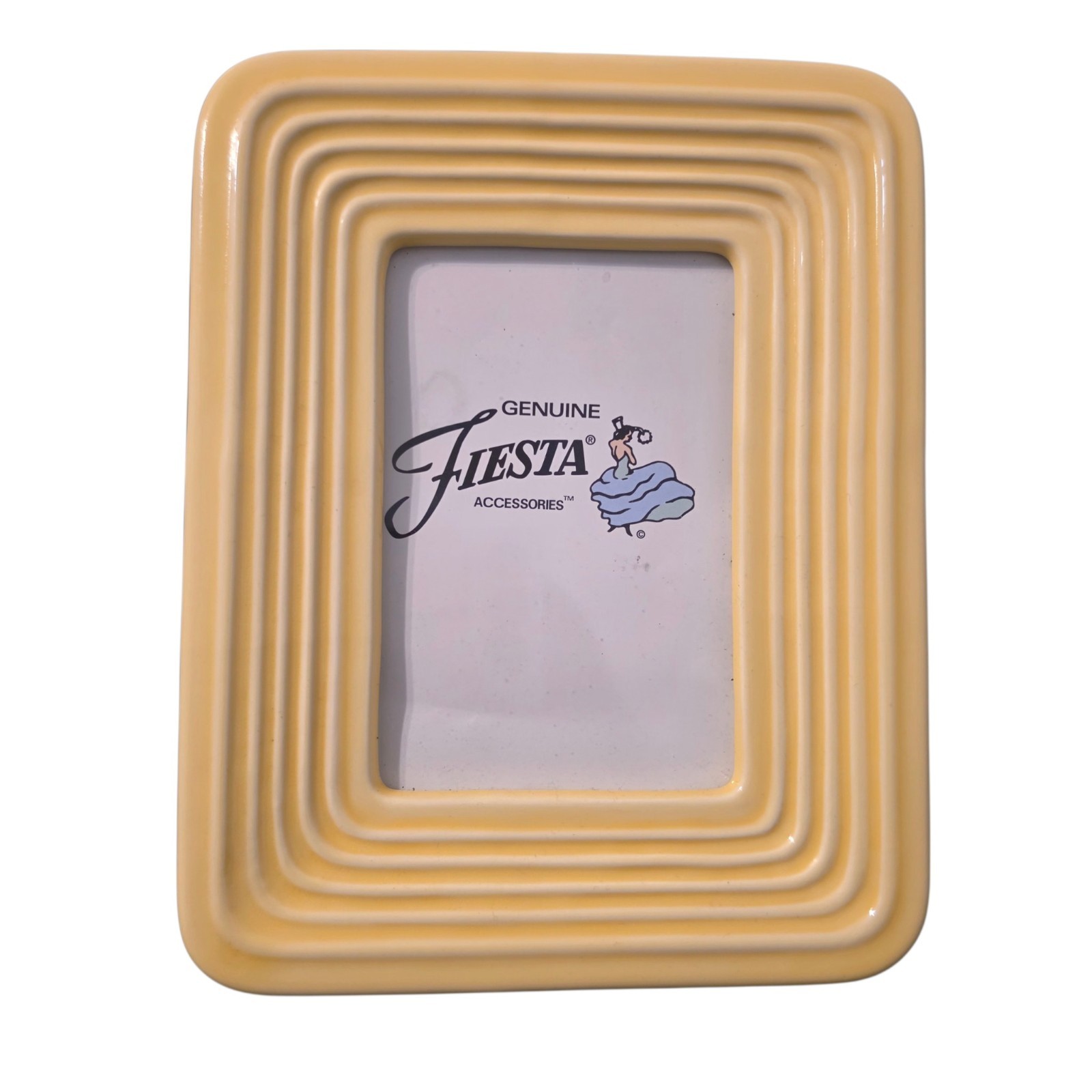 Fiesta Accessories Ceramic Picture Frame Yellow Ribbed Easel Back Fiestaware