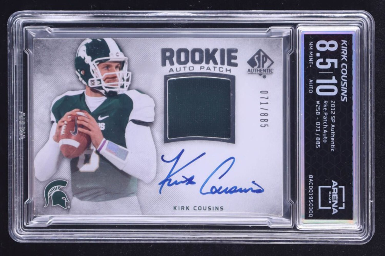 Kirk Cousins Signed 2012 SP Authentic #258 Jersey Autograph #071/885 RC (Arena C