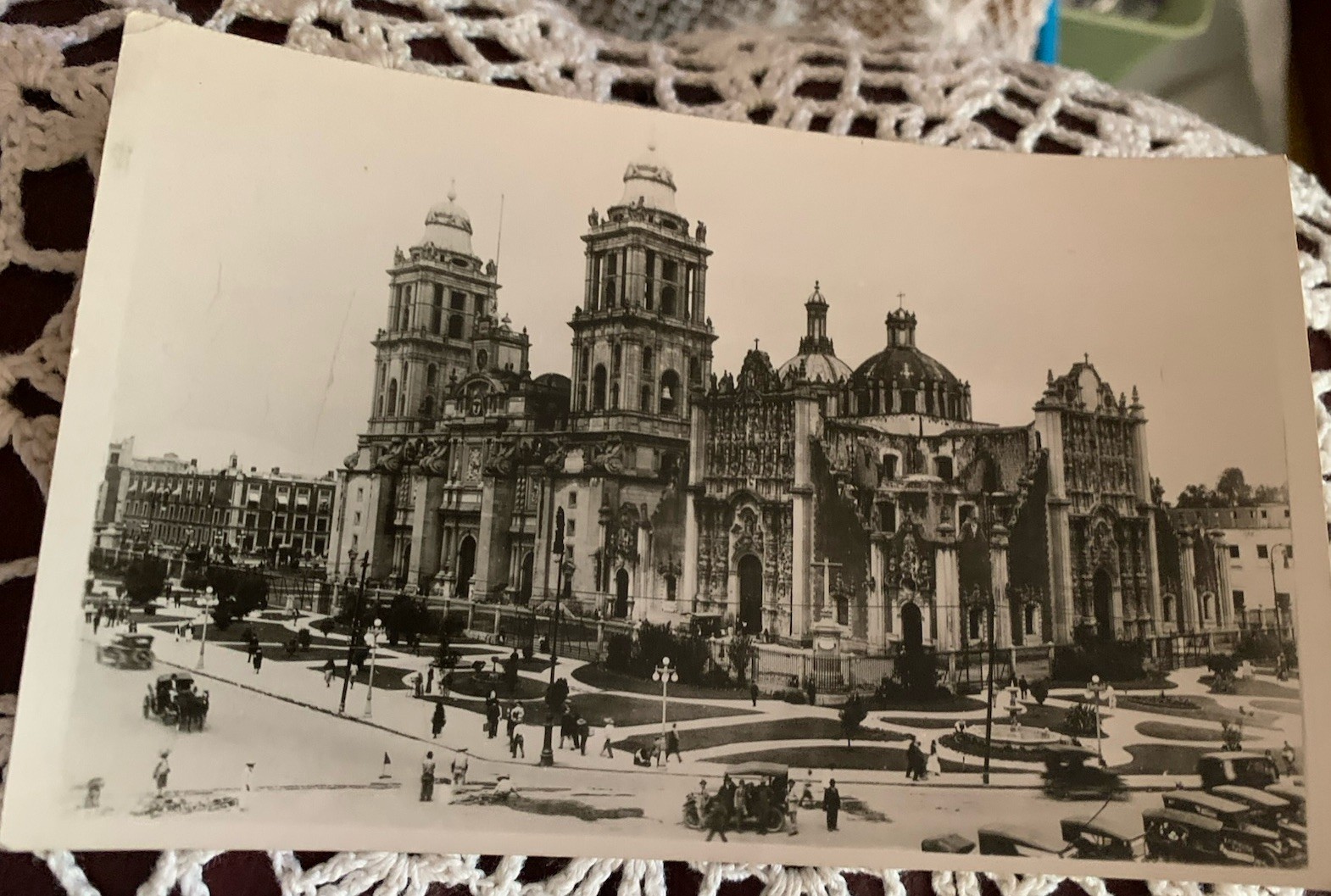 RPPC Photo Postcard Mexico City Metropolitan Cathedral 1930s Autos 