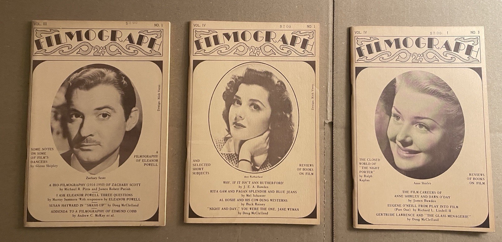 Filmograph Vol. 3 #1 Vol. 4 #1 & 3 Vintage Movie Magazine 1970s Murray Summers