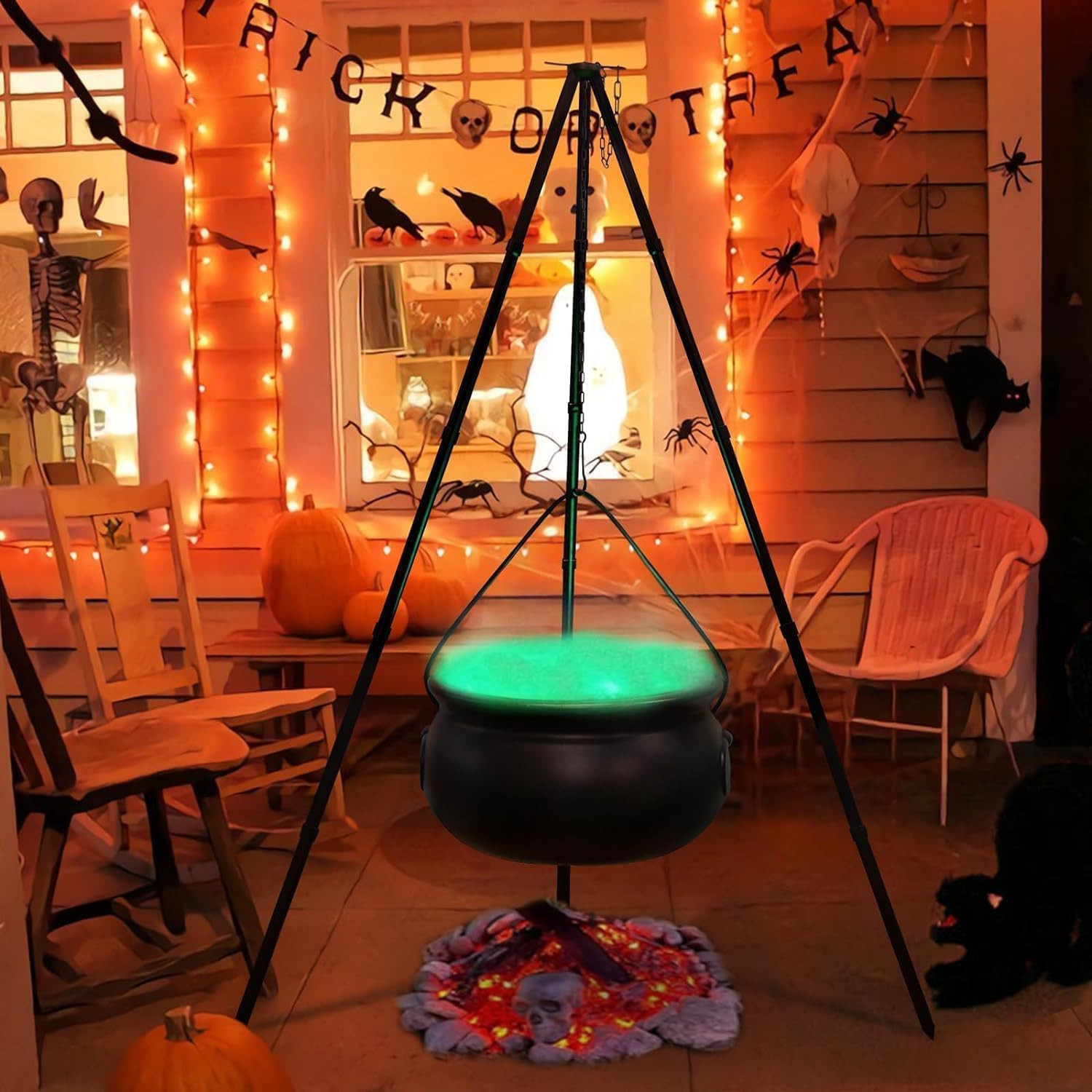 Halloween Decorations Outdoor Large Witches Cauldron On Tripod With Black New