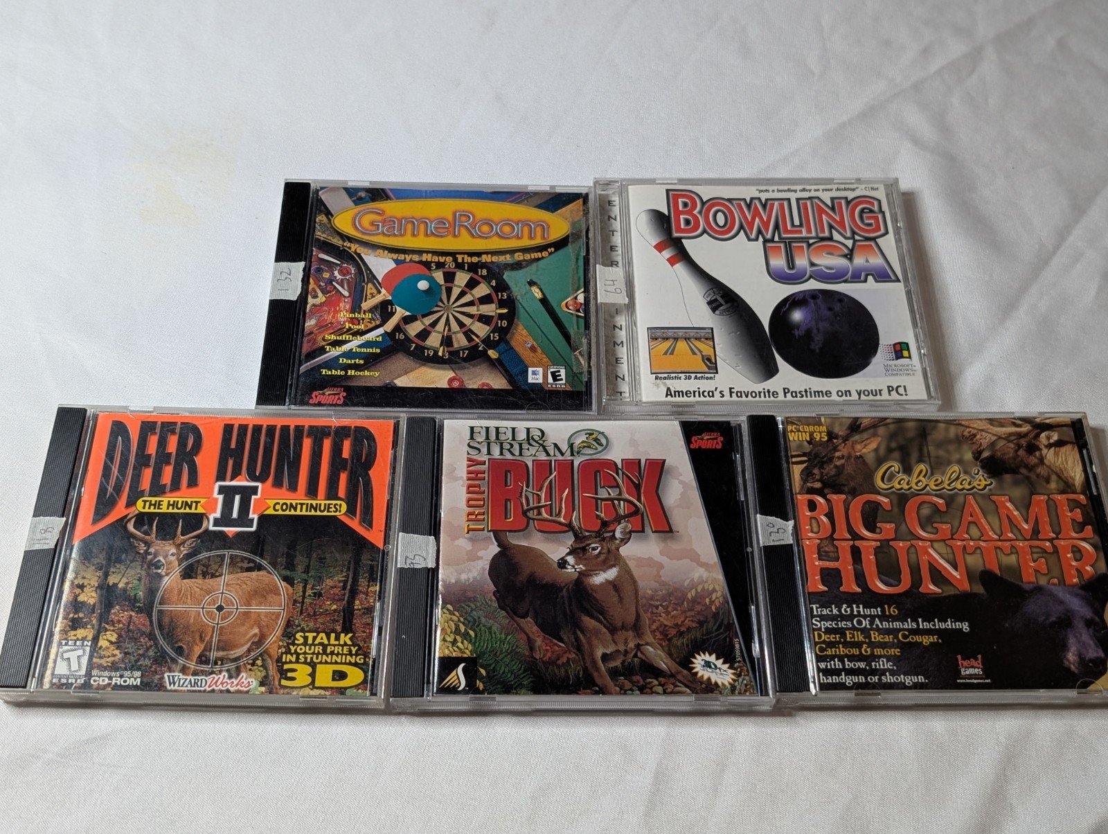5 ​PC Game Lot Deer Hunter II, Big Game Hunter, Field & Stream Buck, Bowling USA