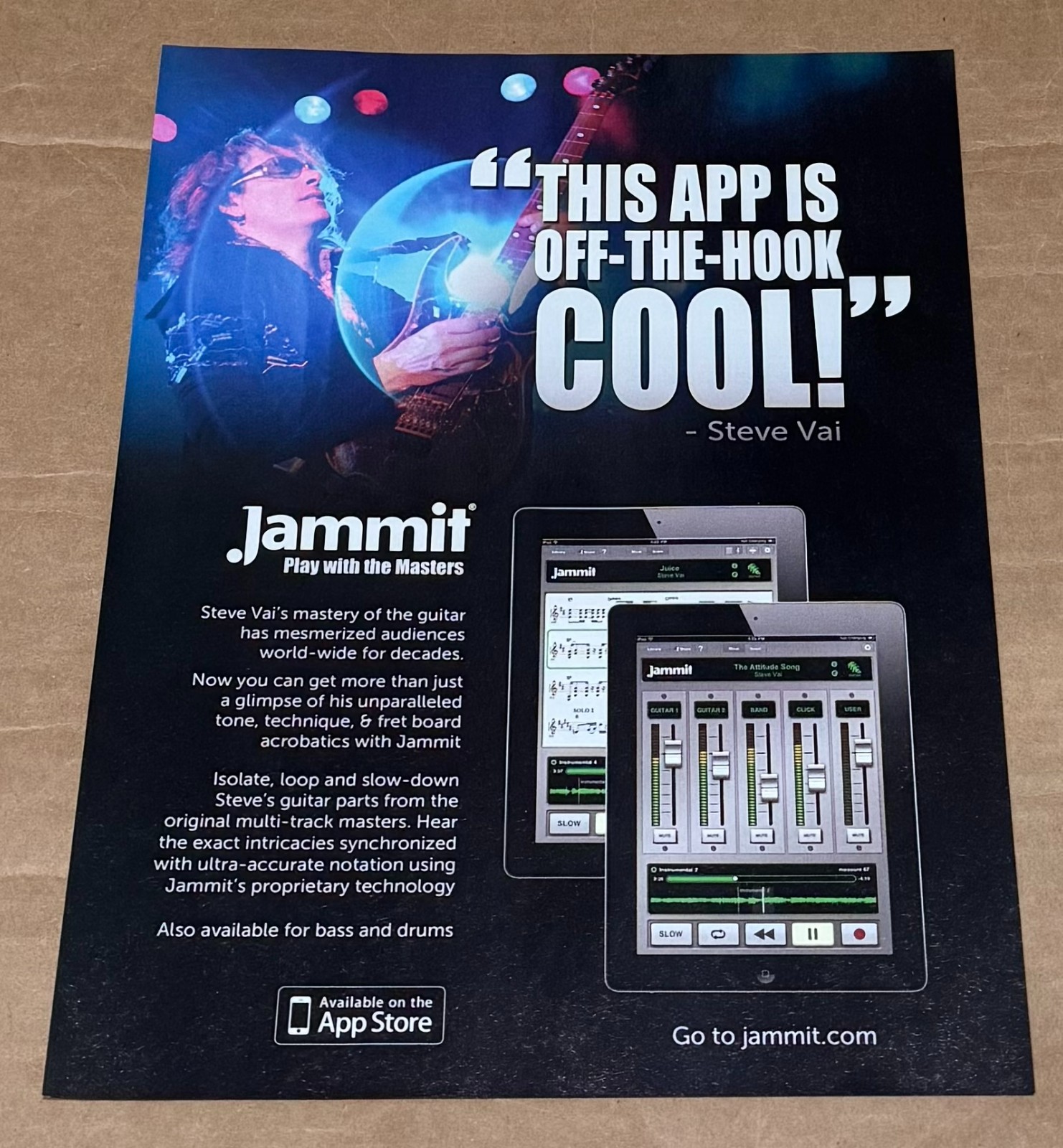 STEVE VAI - Jammit App - 2011 Print Advertisement