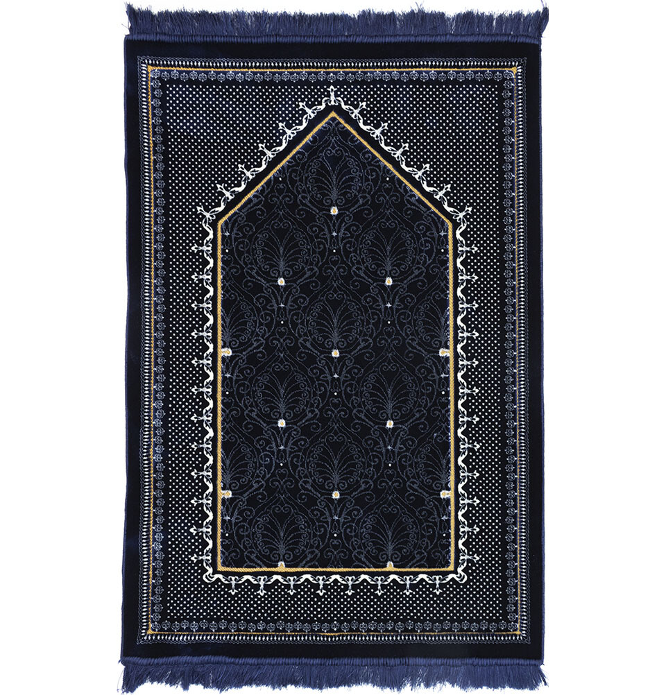 Modefa Double Plush Wide Extra Large Islamic Prayer Rug Sajjadah Topkapi Blue