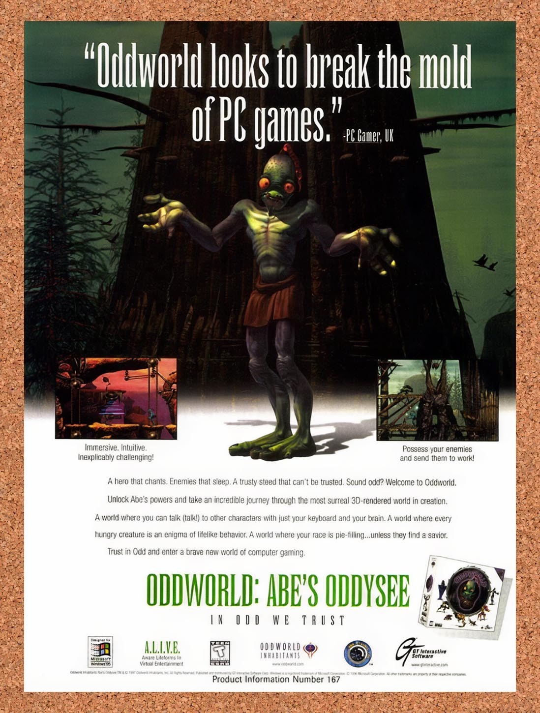 1998 Oddworld Abe's Oddysee PC Original Advertisement / Retro Promo v5