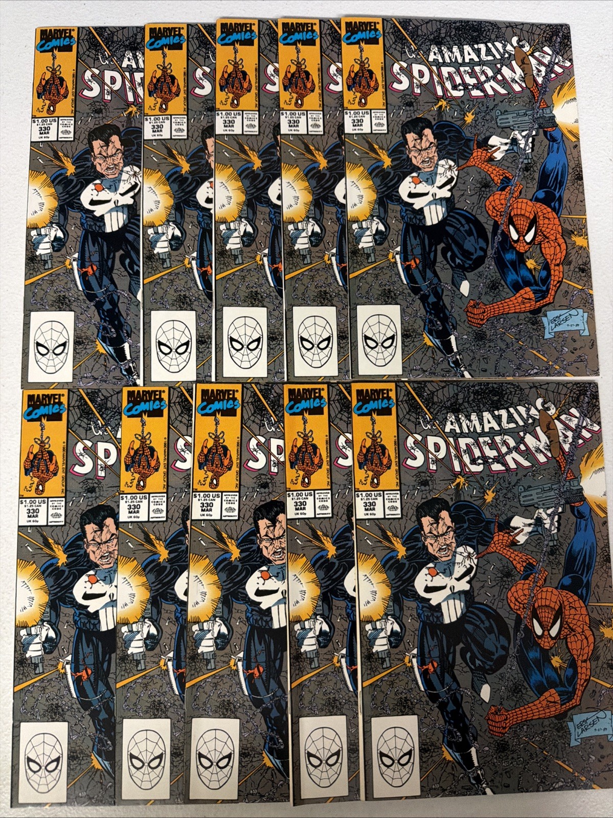 Amazing Spider-Man #330 x10 Copies 1990 PUNISHER Marvel 1st Print *Q5