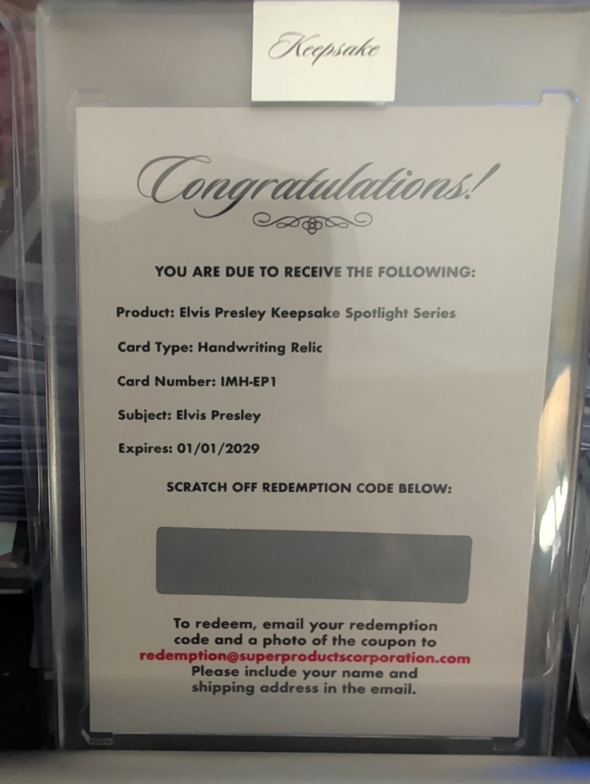 2026 Keepsake Elvis Presley Spotlight Edition Redemption #IMH-EP1