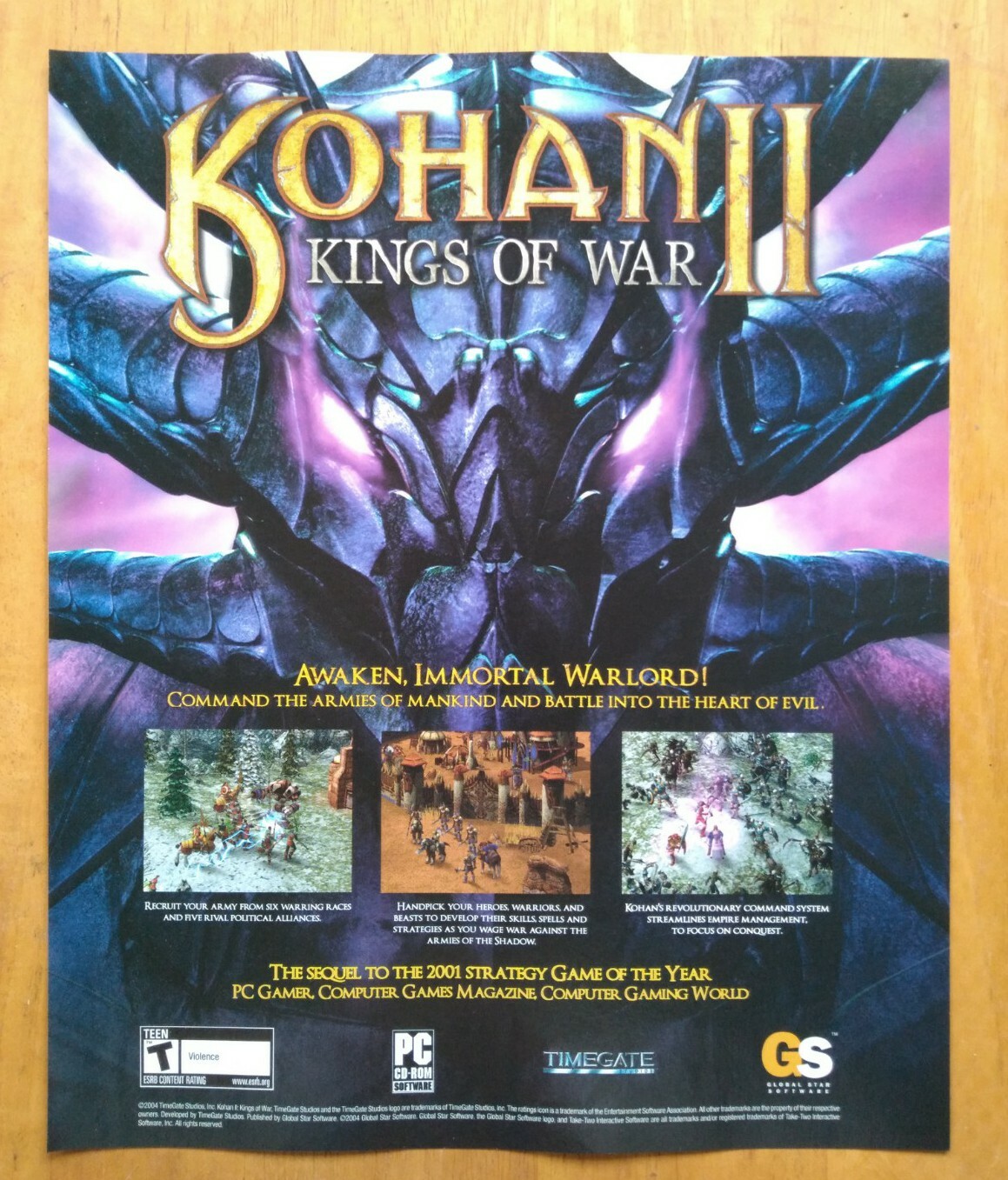 Kohan II 2 Kings of War PC 2004 Vintage Poster Ad Print Art Official Promo Rare