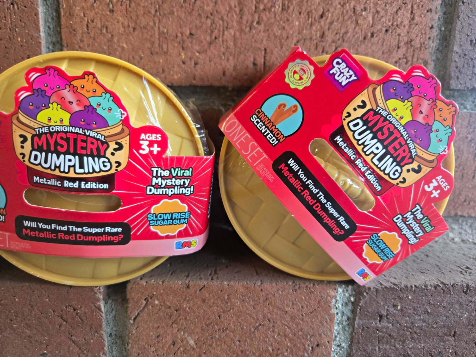 RMS Crazy Fun Mystery Dumpling Metallic Red Edition Squishy Lot of 2 Cinnamon