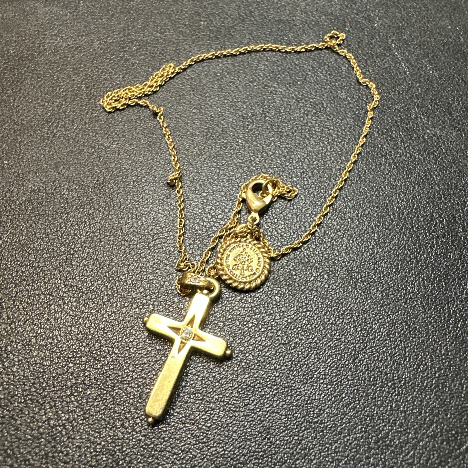 Vintage Vatican Collection Cross Pendant Necklace Goldtone