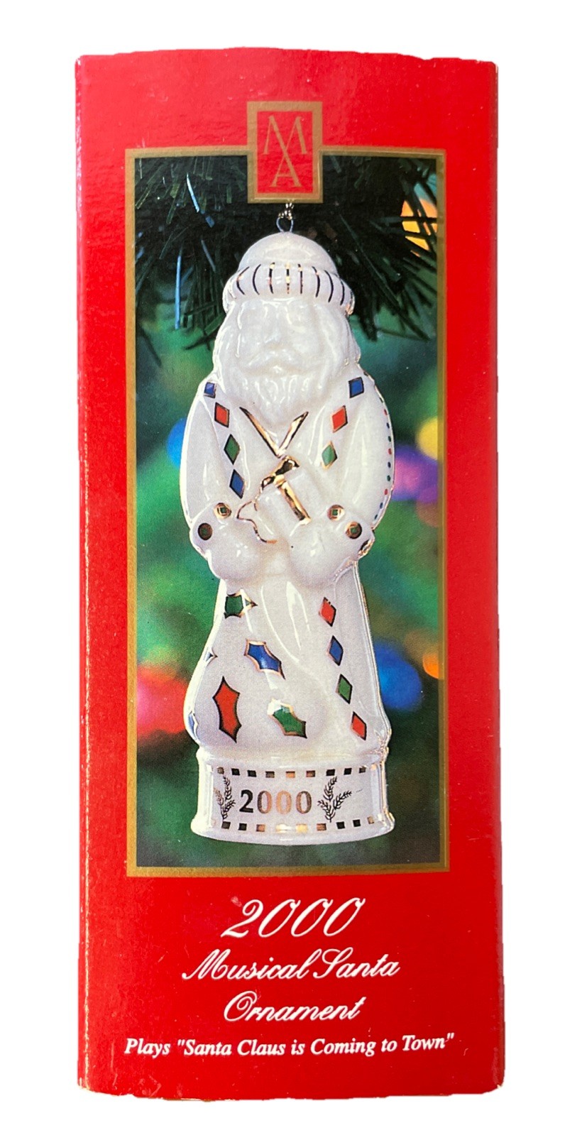 Madison Avenue Porcelain 2000 Musical Santa Ornament