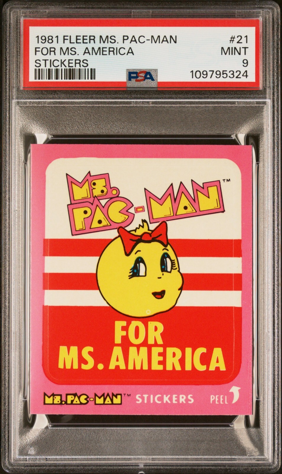 1981 FLEER MS. PAC-MAN FOR MISS AMERICA #21 PSA 9 MINT RARE HIGHEST GRADE