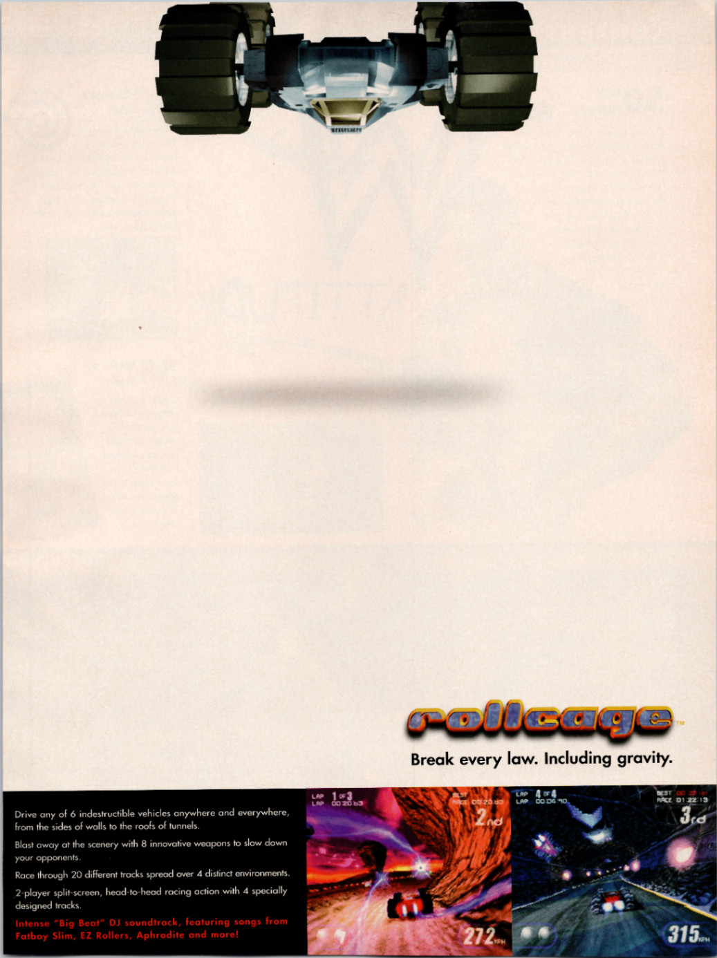 Rollcage Magazine Ad Vintage Original 1999 Futuristic Racing Game Print
