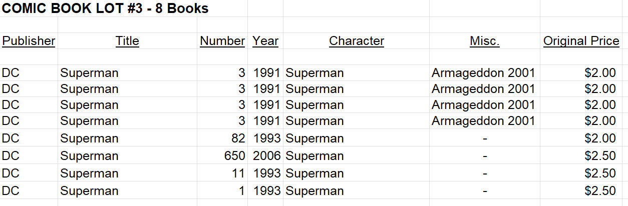 Comic Book Lot #3: DC Superman (8 books) - Rare Collectibles Mint-Like Cond.
