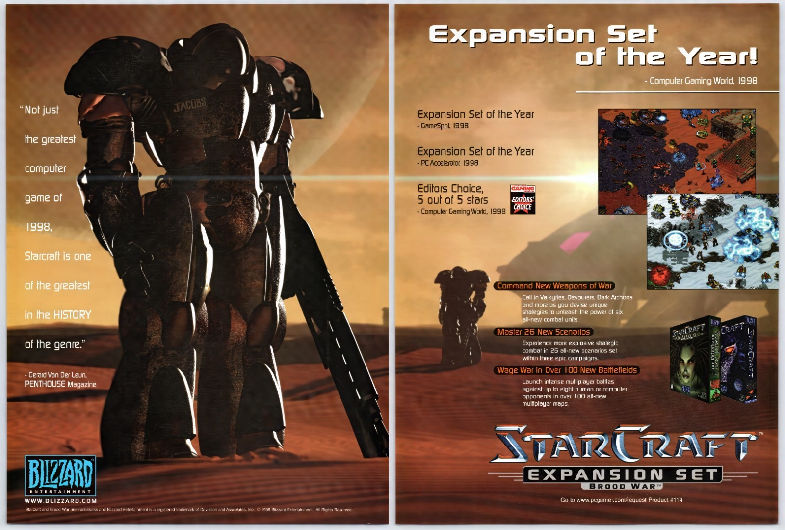 StarCraft Brood War - PC Game RTS - Vintage Original Print Ad/Poster Promo 1999