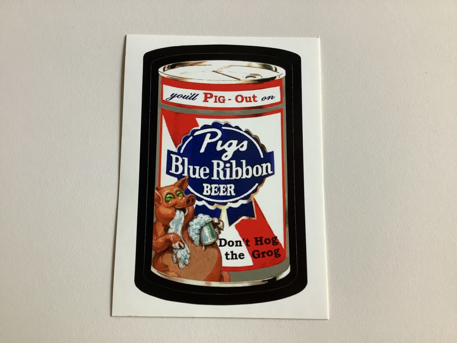 2008 PABST PIGS BLUE RIBBON BEER LOST WACKY PACKAGES SERIES 2 LW2 PARODY, RARE 