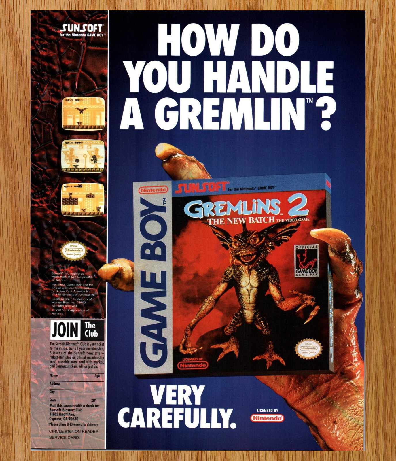 Gremlins 2 Nintendo Game Boy Sunsoft- Video Game Print Ads Poster Promo Art 1991