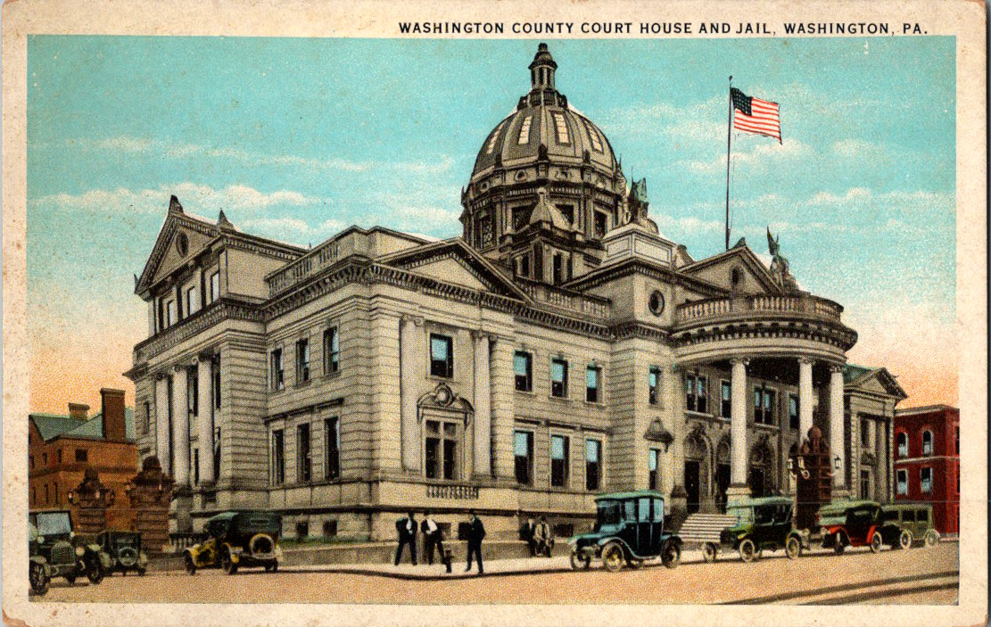 Postcard Pennsylvania Washington County Court House And Jail Washington ca. 1924