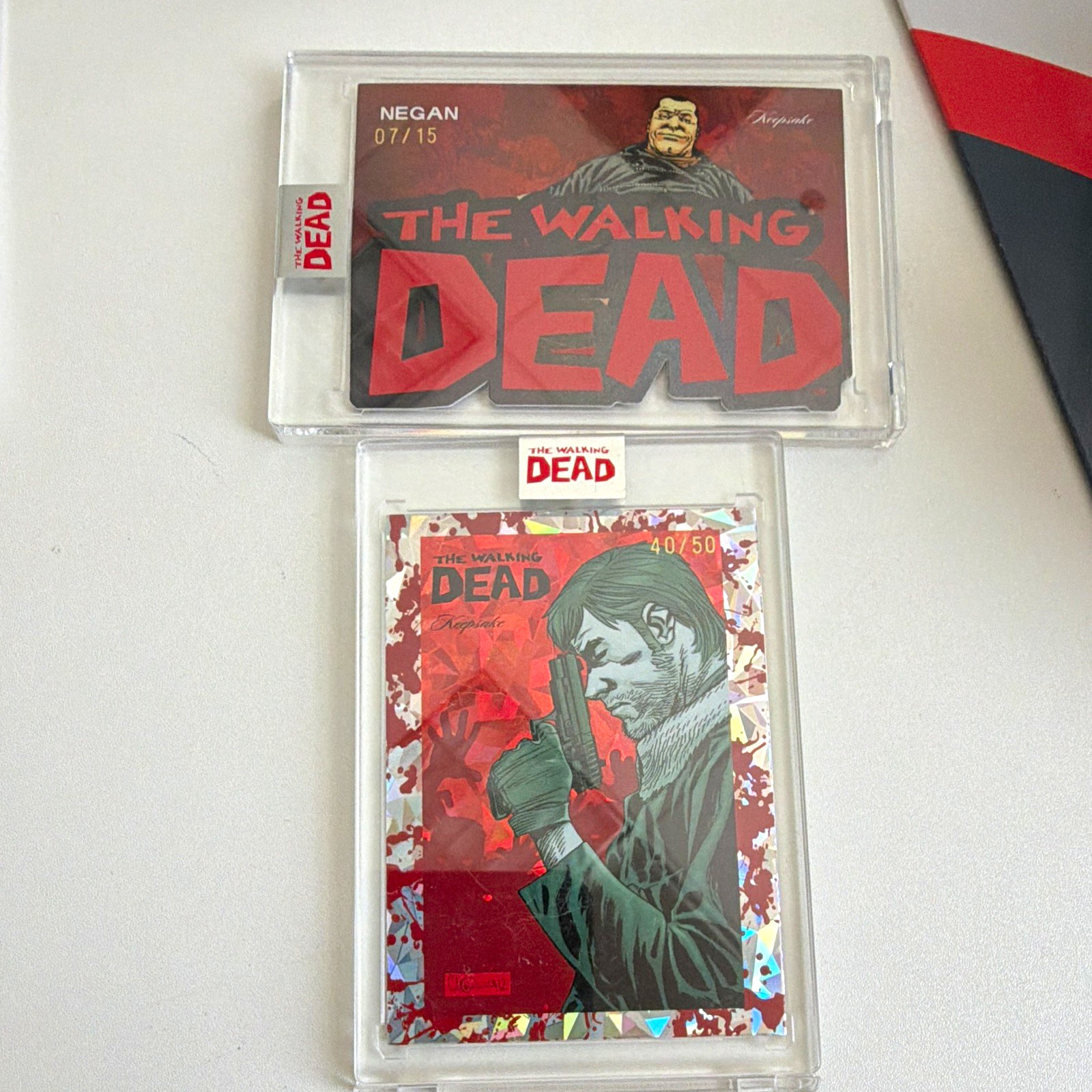 The Walking Dead Keepsake #31 Rick Grimes #52 Negan Numbered Card Lot (2)