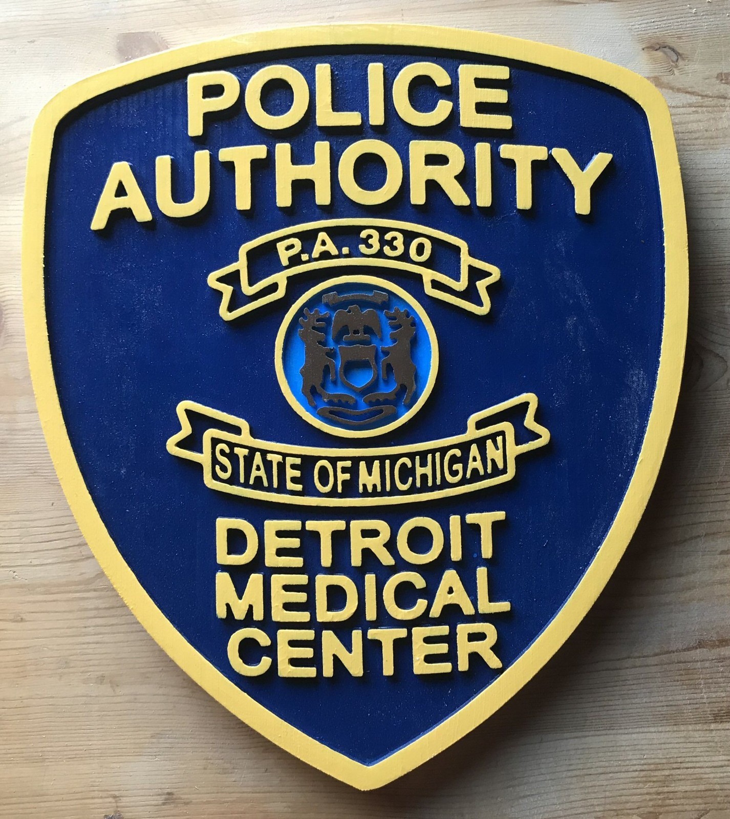 Police Detroit Medical Center 3D routed plaque wood  Sign Custom carved