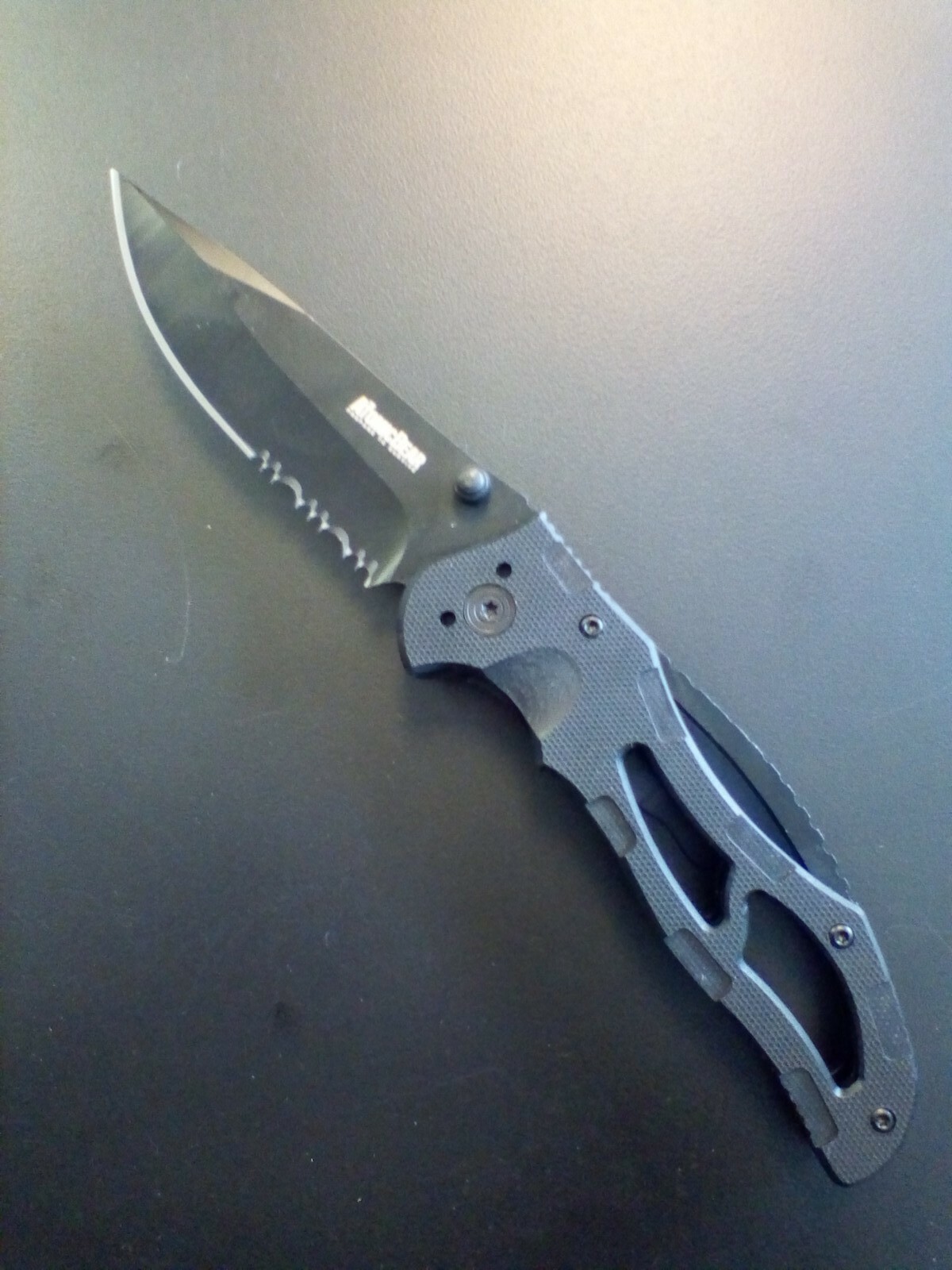 The Atomic Bear SWAT Folding Knife with Half Serrated Stainless Steel Blade NEW