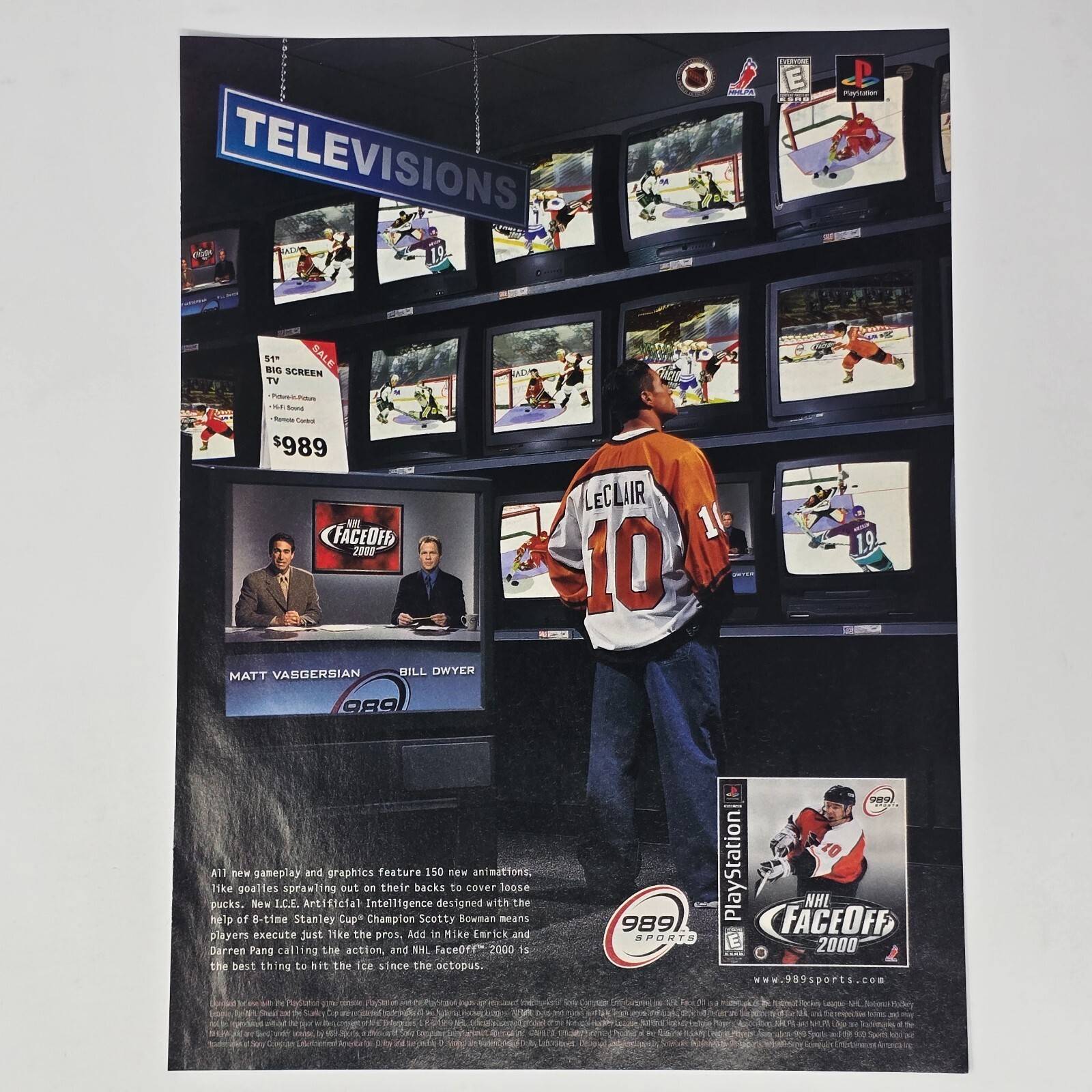 NHL FaceOff 2000 Sony PlayStation 1 PS1 Televisions Print Ad/Poster Promo Art