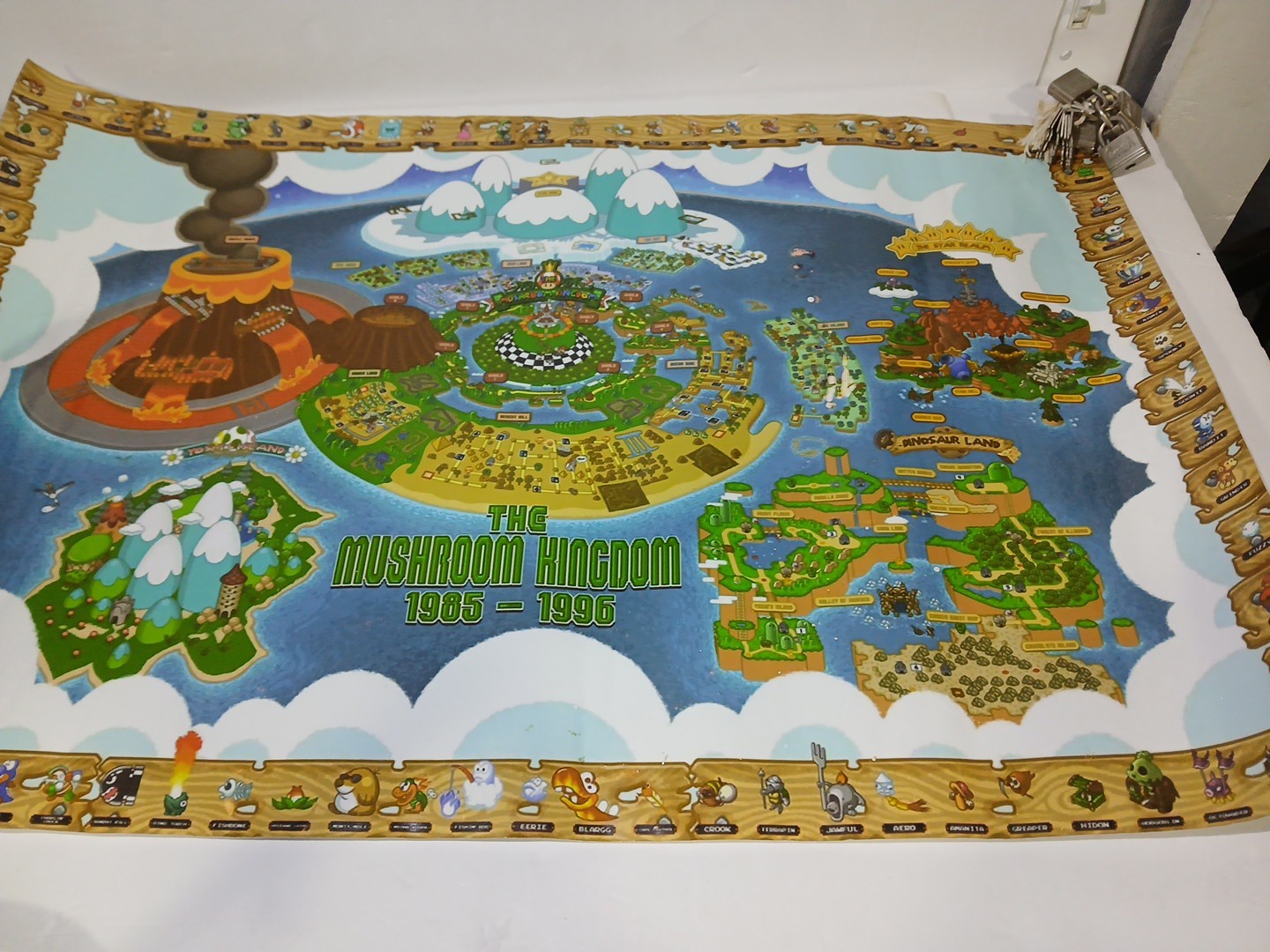 Vintage SUPER MARIO WORLD Yoshi's Island Nintendo Map Poster 24x16 Glossy