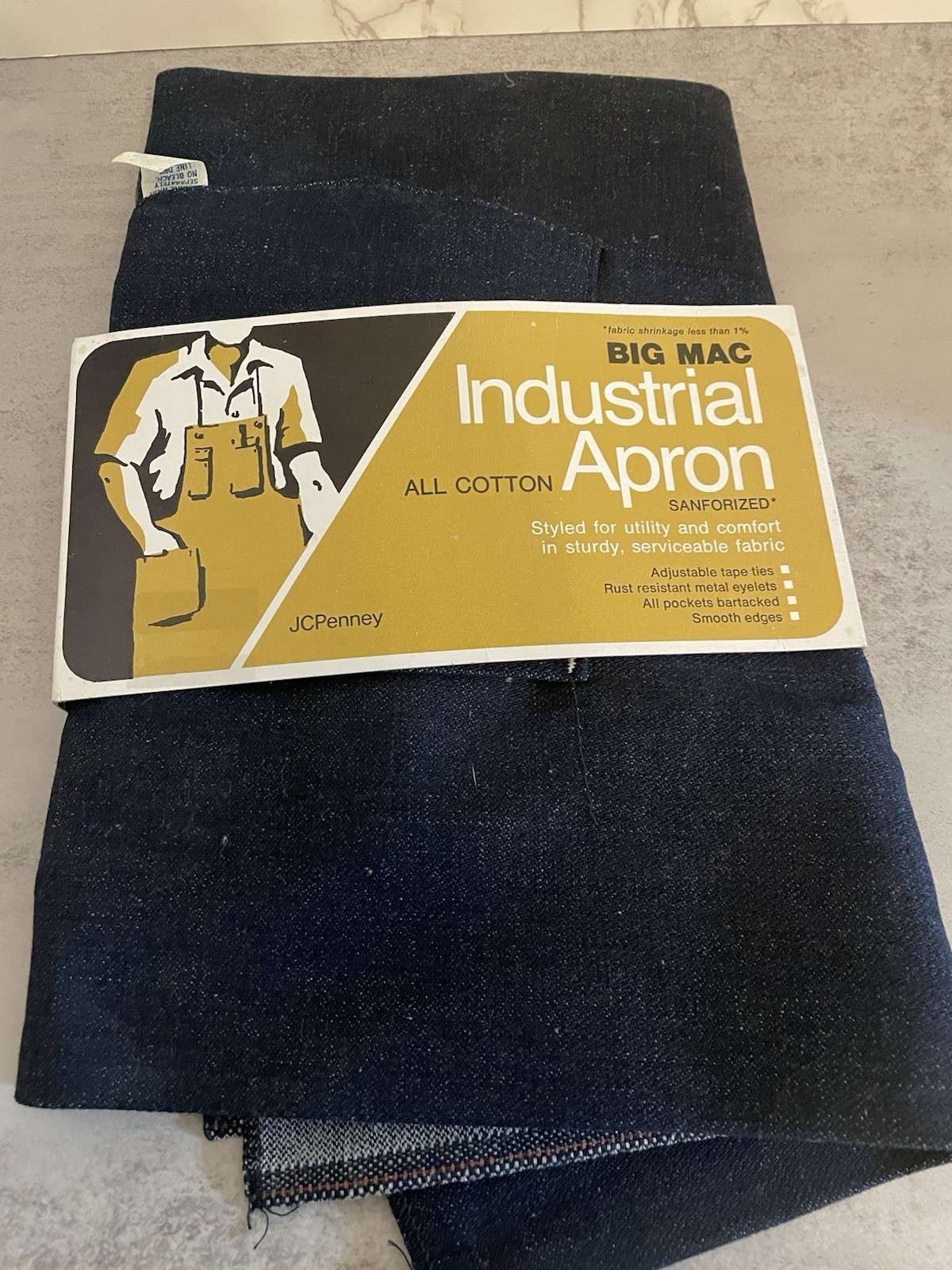 Vintage Big Mac Sanforized Blue Industrial Apron JC Penneys Work Wear NOS