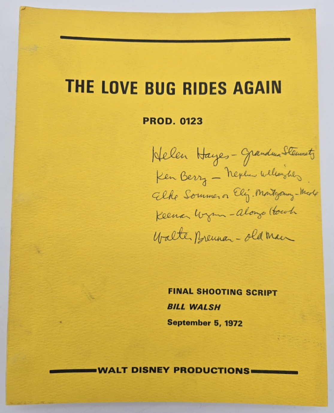 HERBIE RIDES AGAIN / Bill Walsh 1972 Screenplay, VW Love Bug, Walt Dinsey film