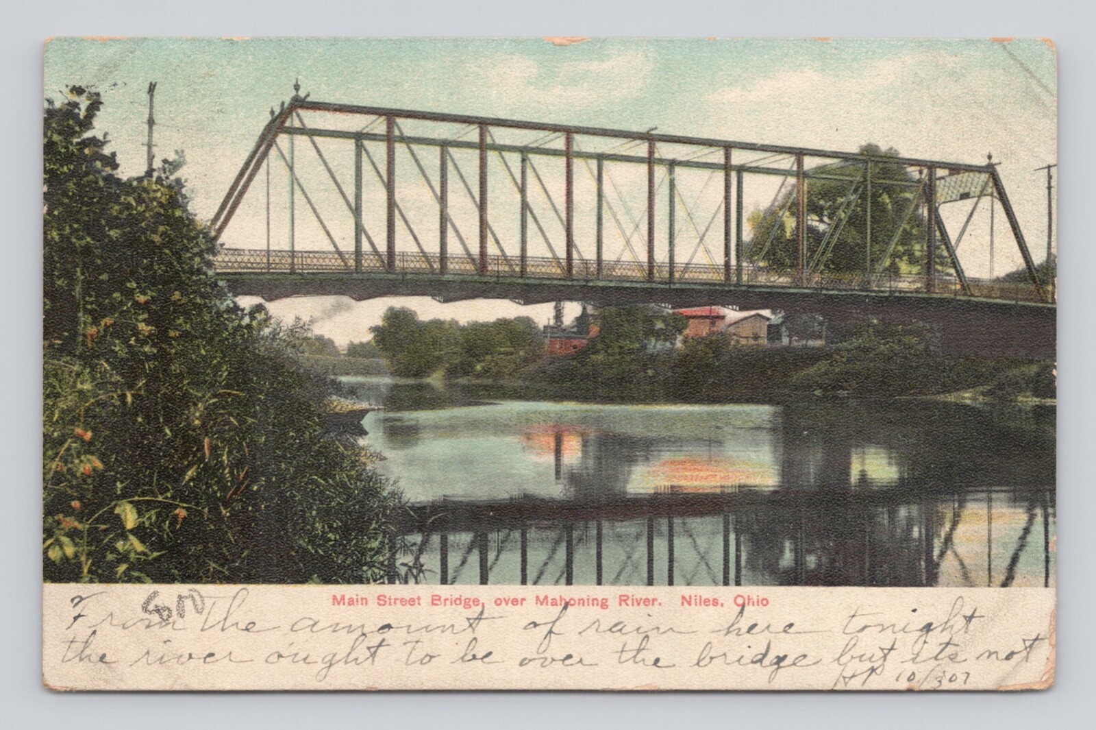UDB Postcard Main Street Bridge over Mahoning River Niles Ohio ~ 1907
