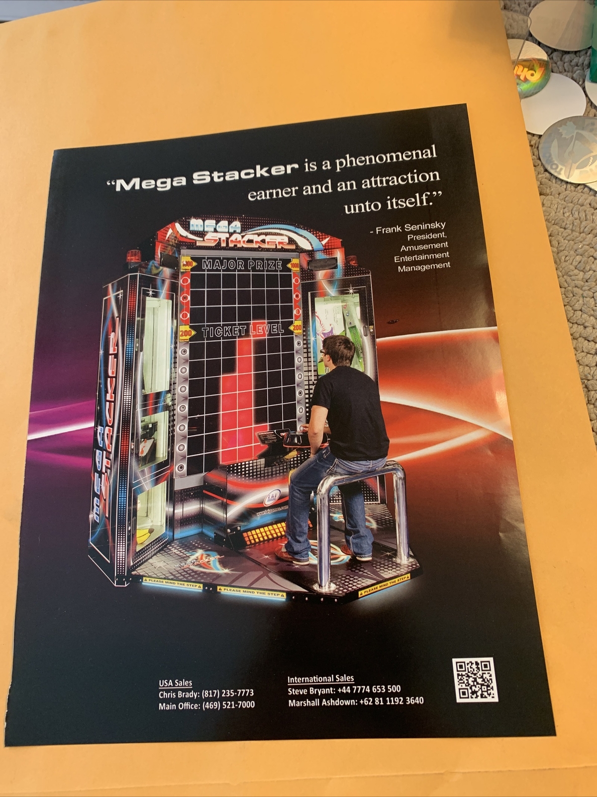 original 11-8 1/4” Mega Stacker ARCADE GAME FLYER