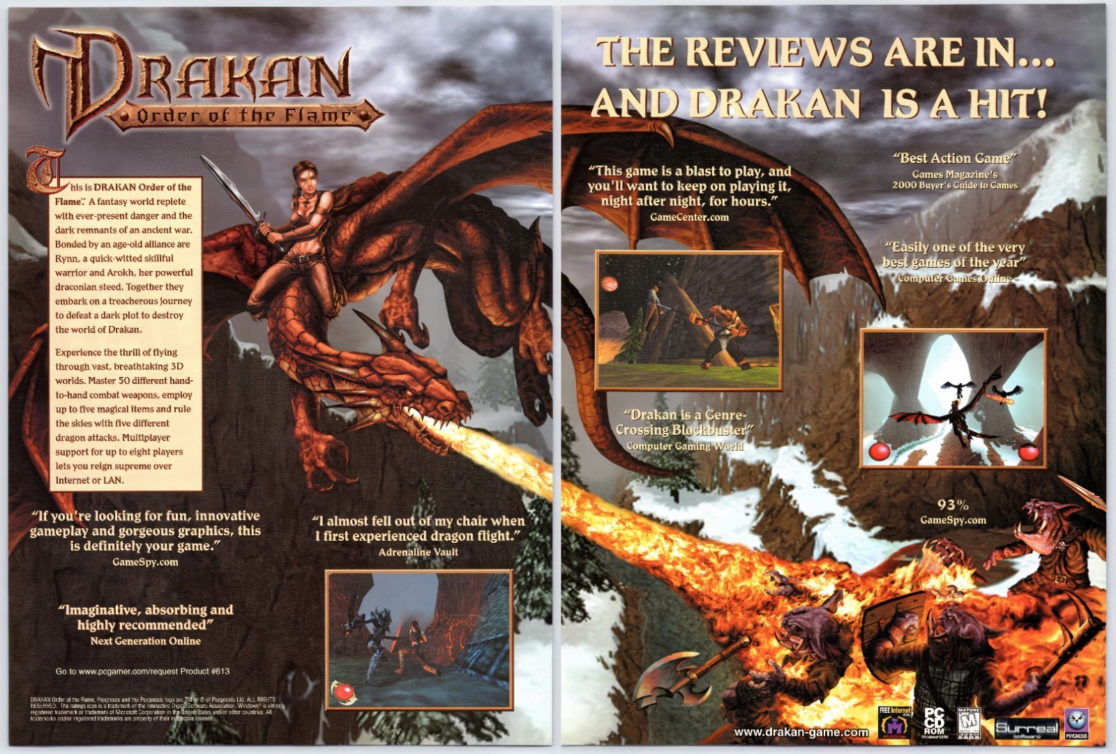 Drakan Order Of The Flame - PC - Vintage Original Print Ad/Poster Promo Art 1999