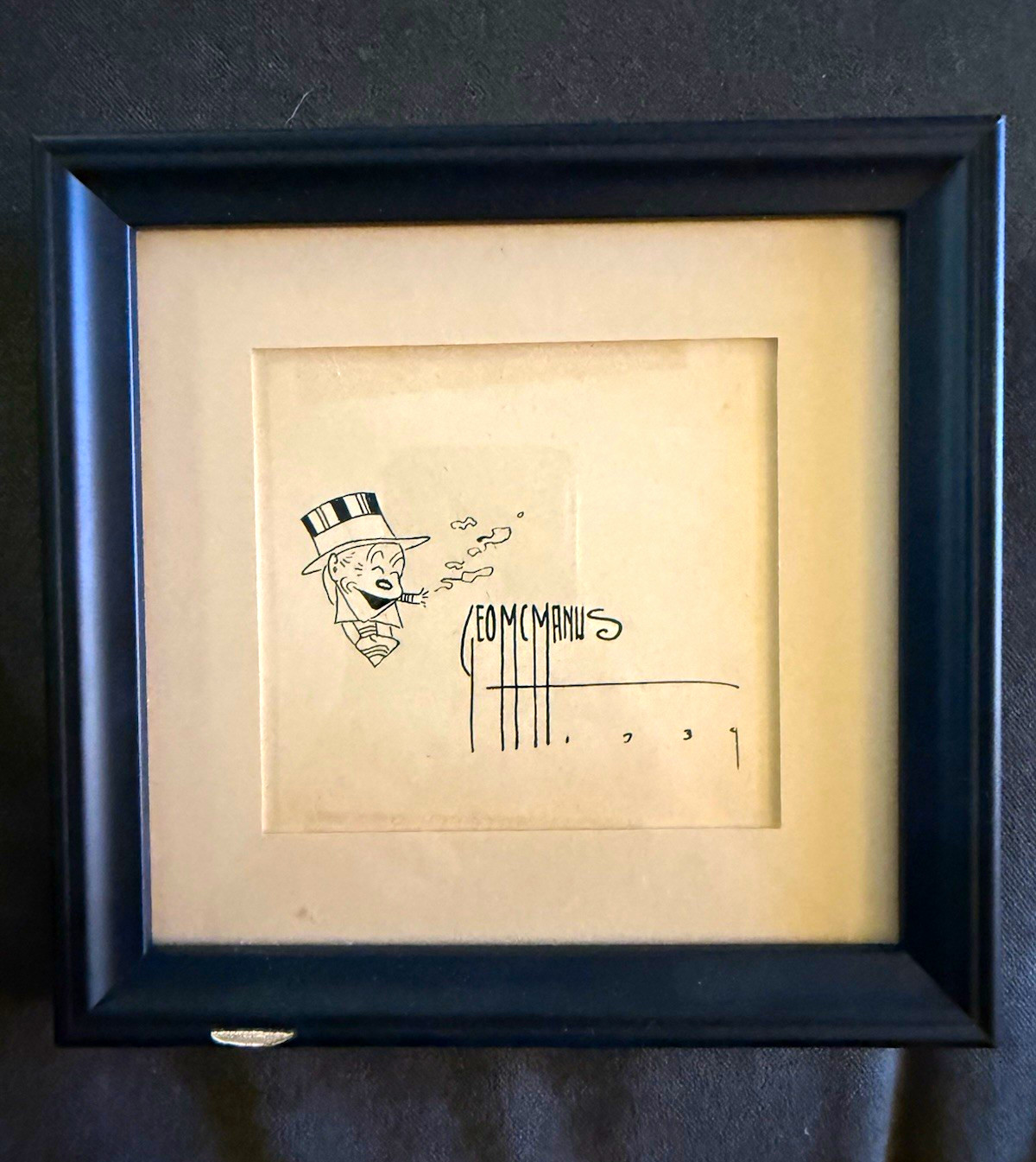 George McManus Original 1939 Signed Ink Drawing Bringing Up Father Jiggs Cartoon