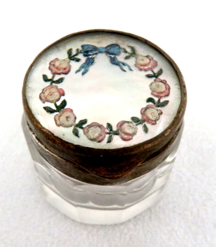 RARE SIGNED ~ Vanity Dresser Jar Austria ~ Mother of Pearl Top