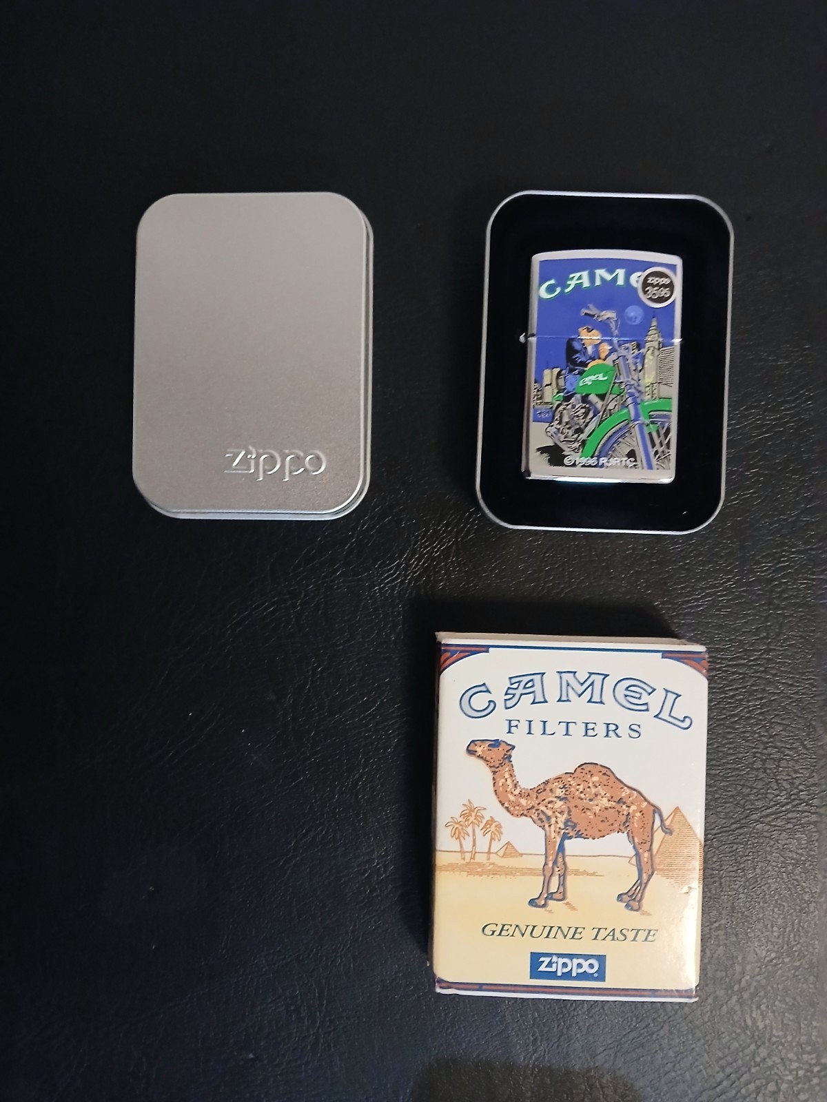 Vintage 1996 Joe Camel Motorcycle Zippo Lighter – New 