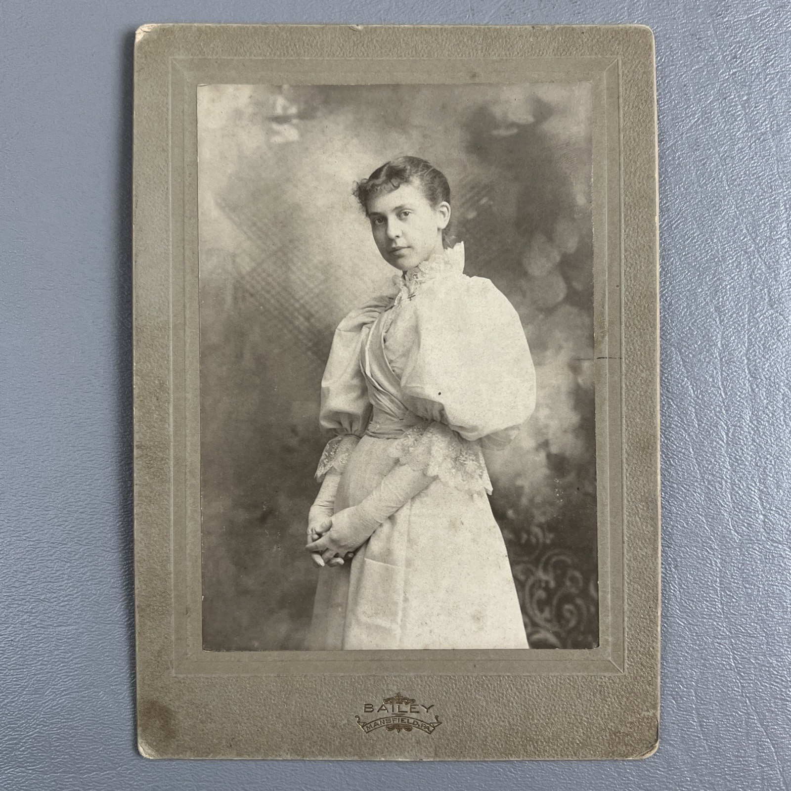 Antique Cabinet Card Photo Young Female Portrait Bailey Mansfield Pa 1896
