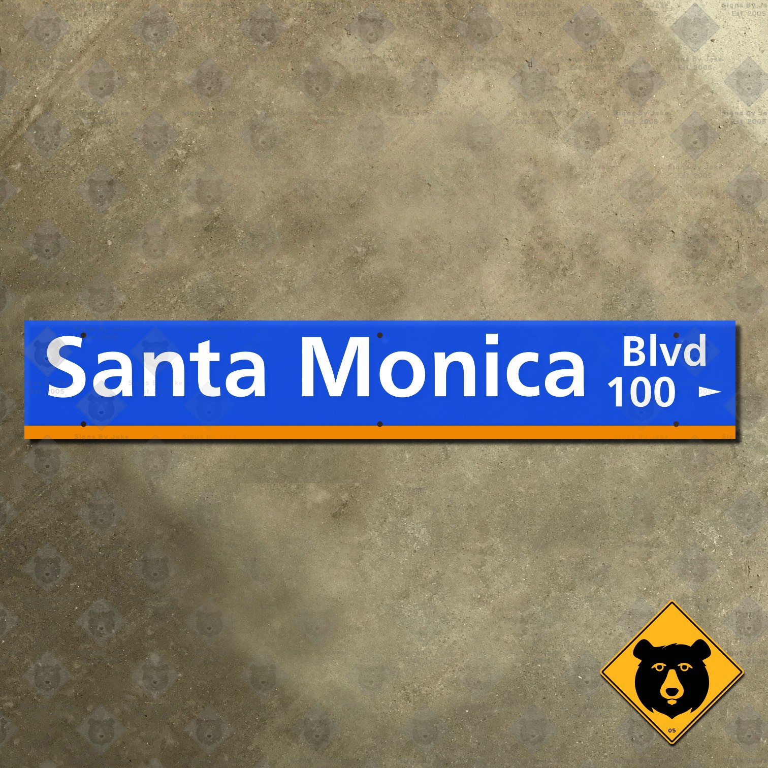 California Santa Monica Boulevard 100 block street road sign 36x6