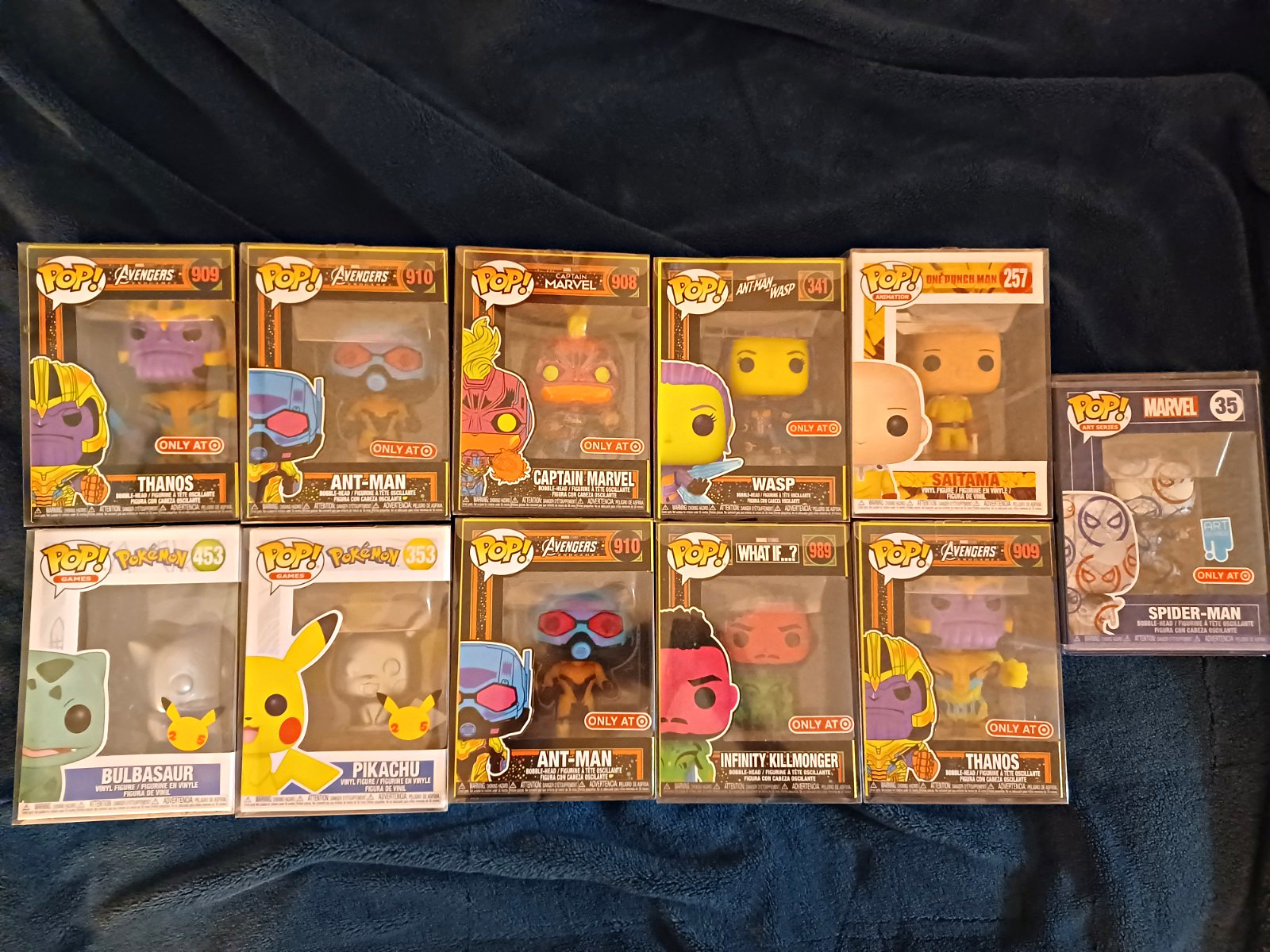 Funko Pop Mixed Lot 11 - Marvel/Pokémon/One-Punch Man With Protectors