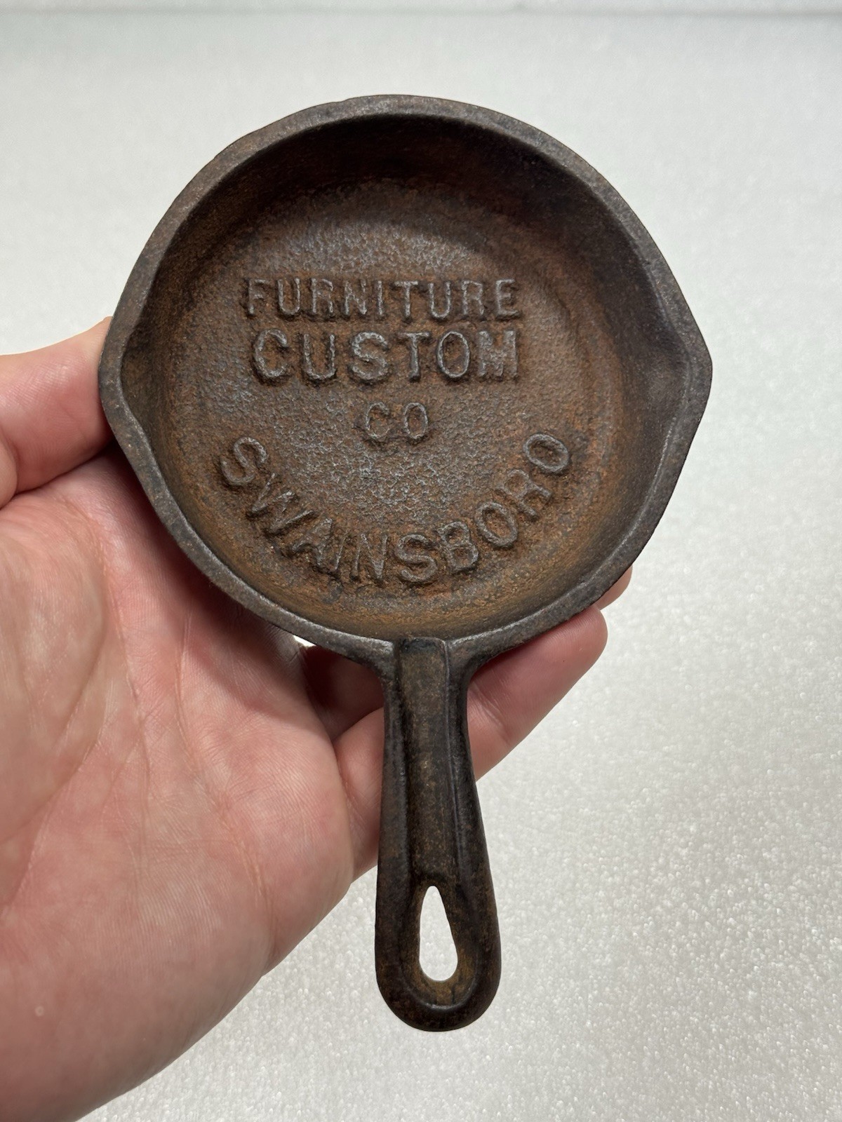 Vintage Cast Iron Advertising Skillet Ashtray - Swansboro Furniture Custom Co