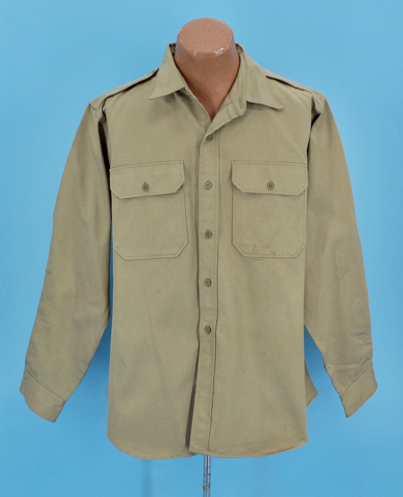 VTG 1950s NOS 1958 US Army Khaki Uniform Shirt Sz 17 x 35 50s