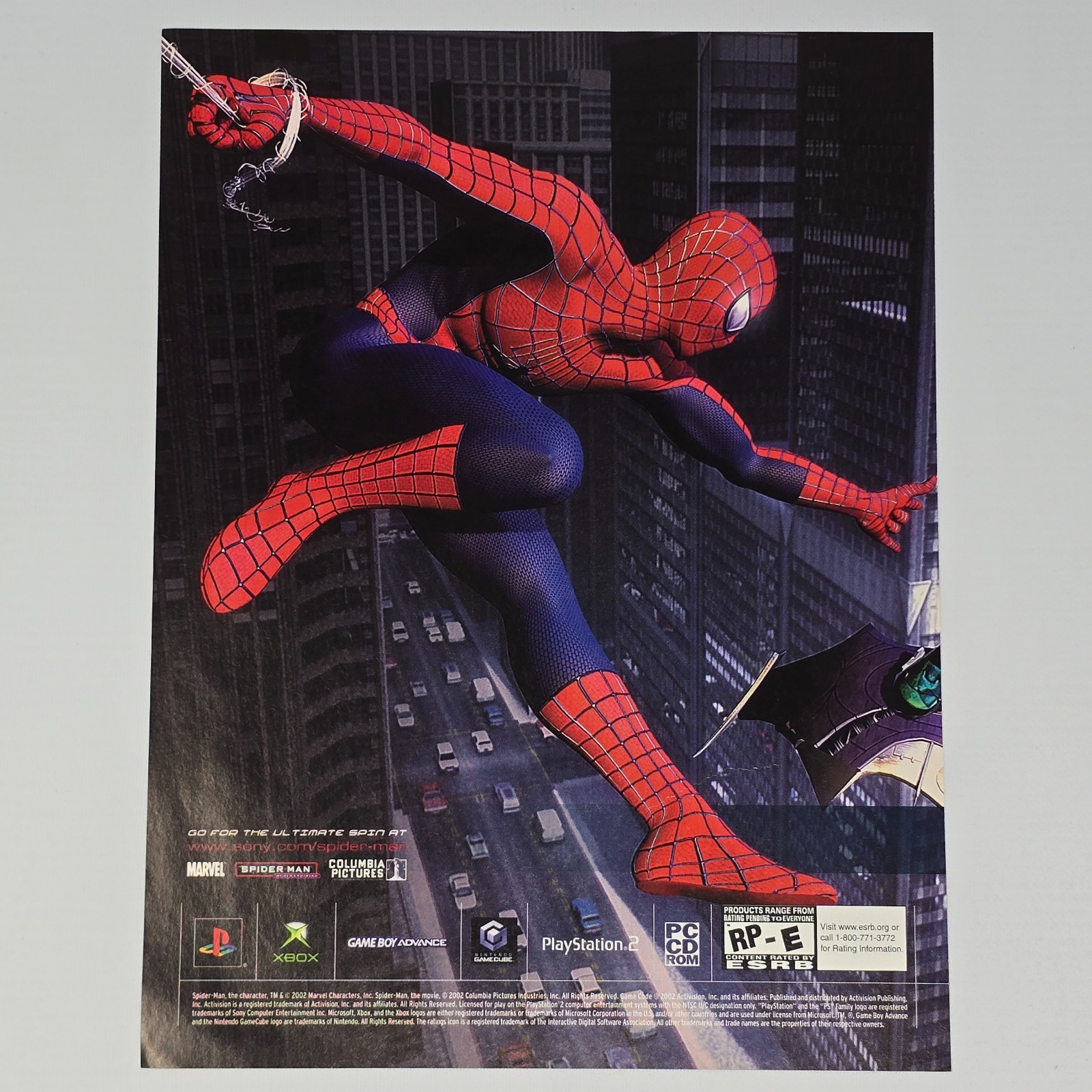 Spider Man PlayStation 2 PS2 Xbox GameCube PC Spin Print Ad/Poster