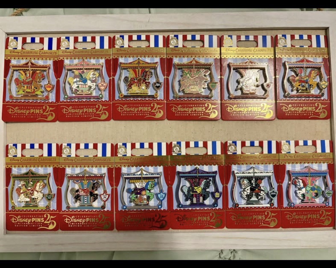 Disney Parks 2025 Charming Carousel Complete Set of 12 Pins LE2000 WDW & DLR